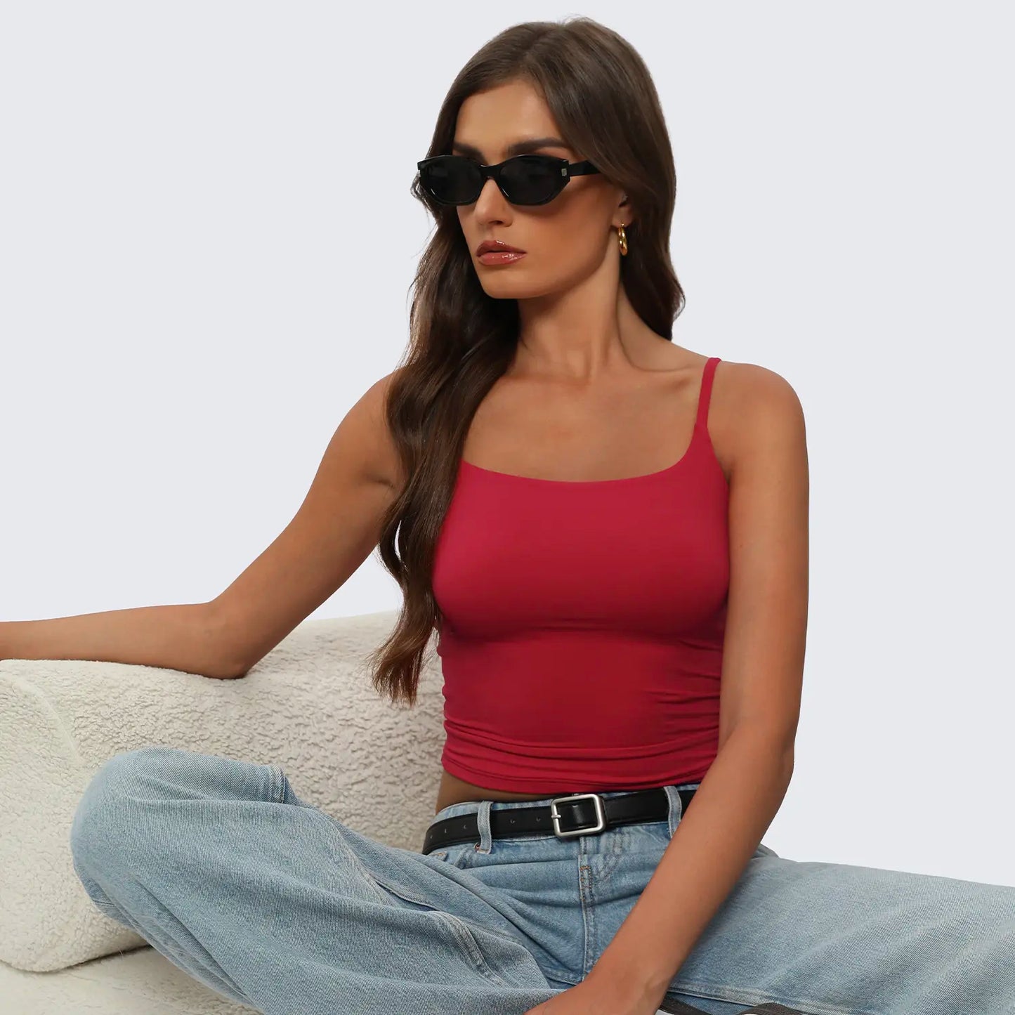 Casual Sexy Square Neck Tank Top for Women