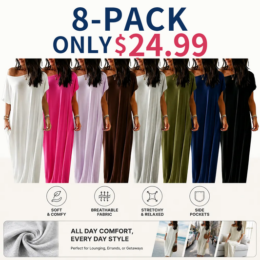 Women's Basic Solid Color Batwing Sleeve Loungewear Dress