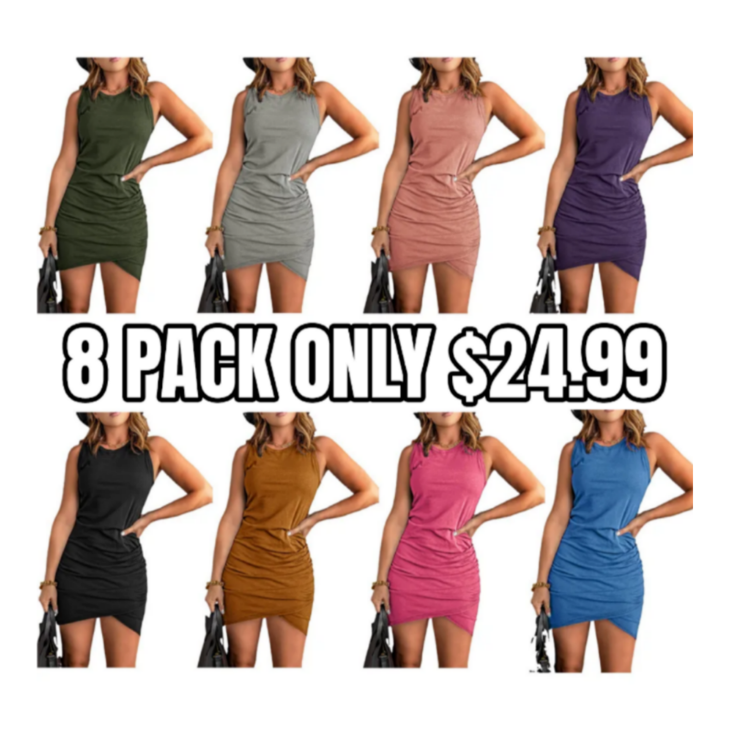 Women's solid color pleated wrap dress