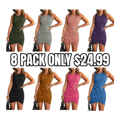 Women's solid color pleated wrap dress