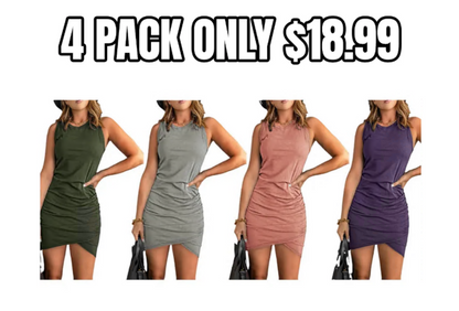 Women's solid color pleated wrap dress