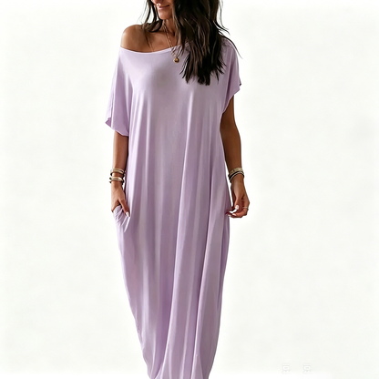 Women's Basic Solid Color Batwing Sleeve Loungewear Dress