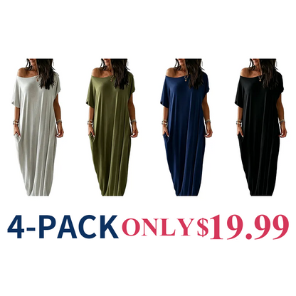 Women's Basic Solid Color Batwing Sleeve Loungewear Dress