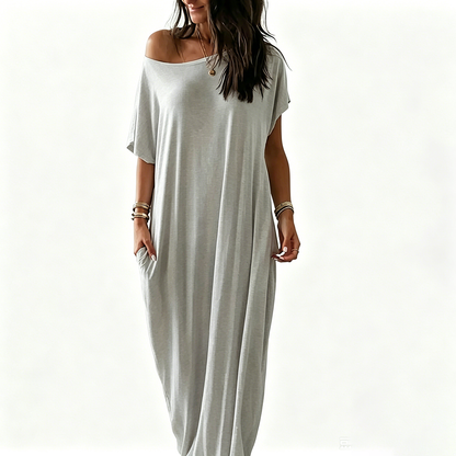 Women's Basic Solid Color Batwing Sleeve Loungewear Dress